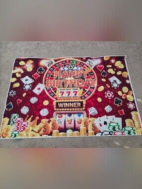 Happy Birthday Casino Party Backdrop - Red Winner Design